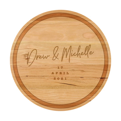 Personalized Cutting Board Cursive Engagement Names - 031