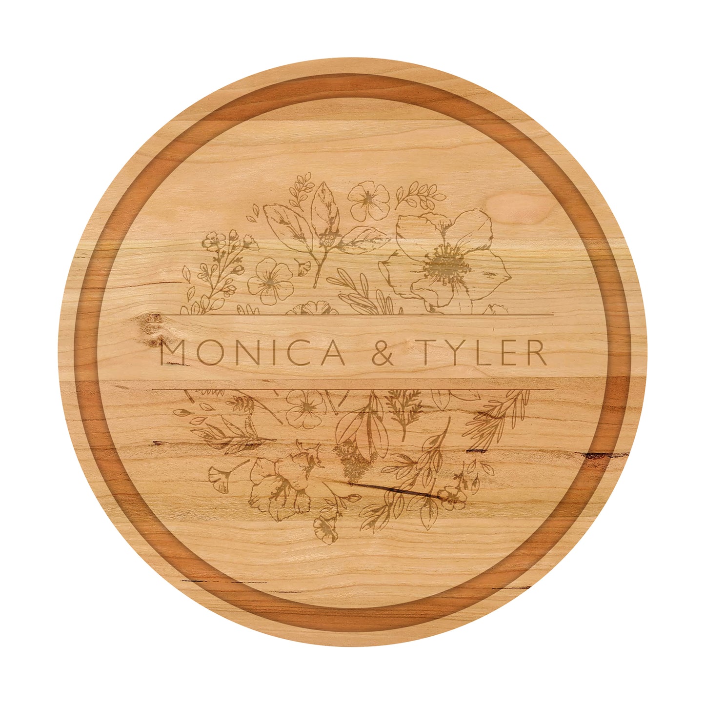 Round Floral Names Cutting Board - 063