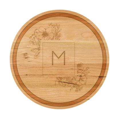 Personalized Cutting Board Floral Initial 064