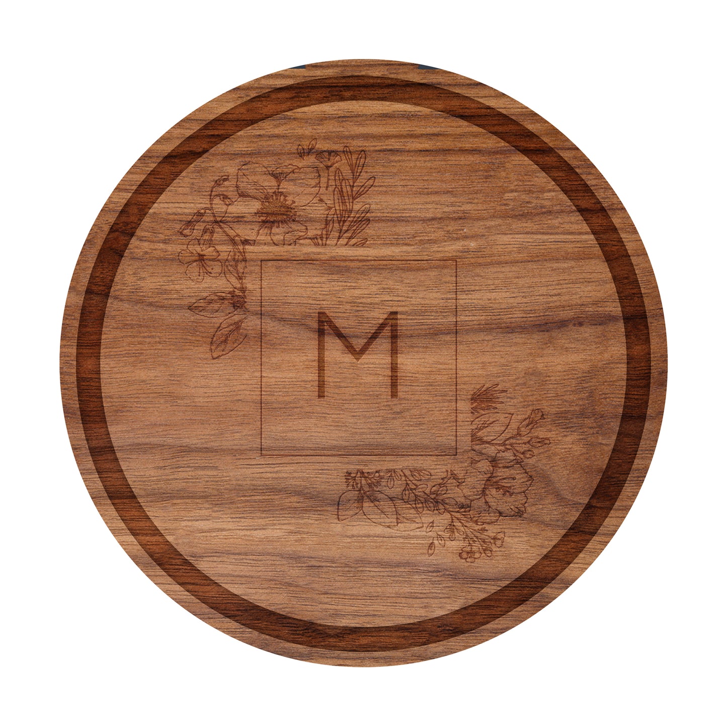 Personalized Cutting Board Floral Initial 064