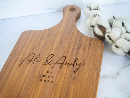 Personalized Cutting Board Cursive Engagement Names - 031