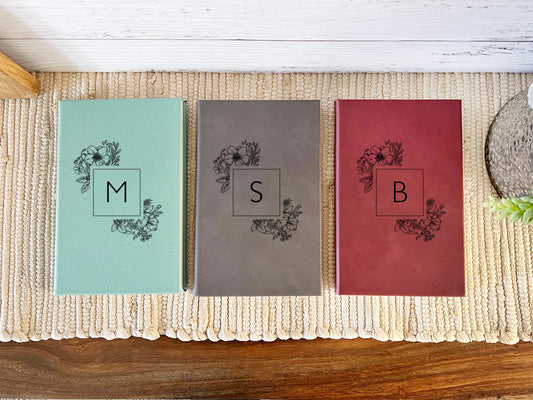 personalized notebook journal, monogram journal gift monogram notebook, leather notebook personalized gift for women for girls - 064