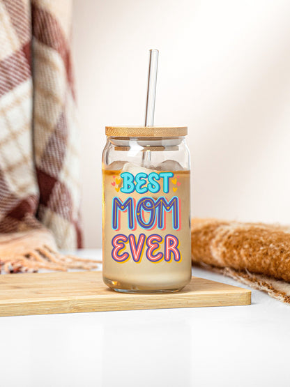 Mother's Day Gift Iced Coffee Glass Can Best Mother Ever Gift for Mom Gift for Sister Gift for Friend for Mother's Day